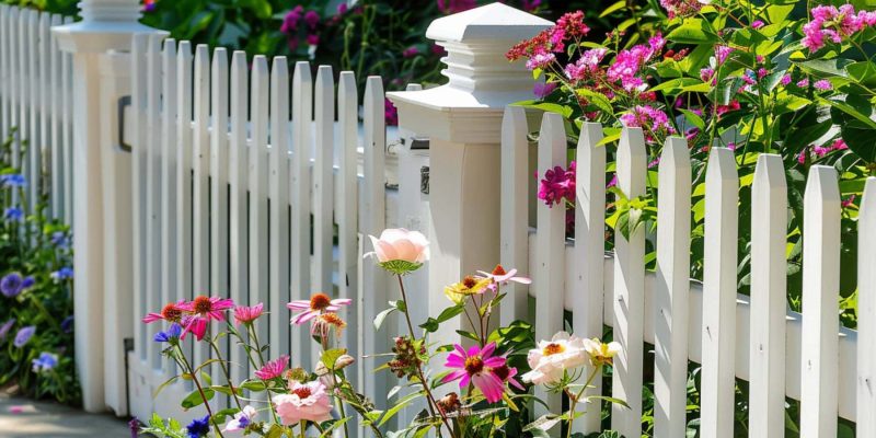 A White Garden Fence and Colorful Flowers